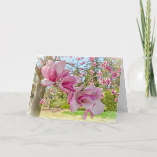 Rosa Magnolia Blommars Photo Greeting Card Kort
