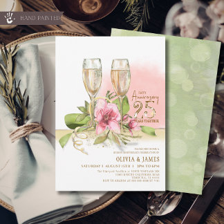 Rosa magnolia Blommig 25-årsjubileum Elegant Inbjudningar
