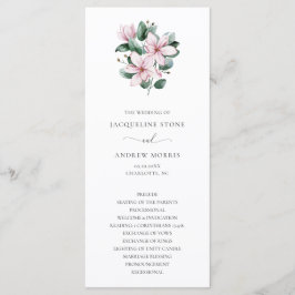 Rosa Magnolia Blommig Elegant Bröllop Program