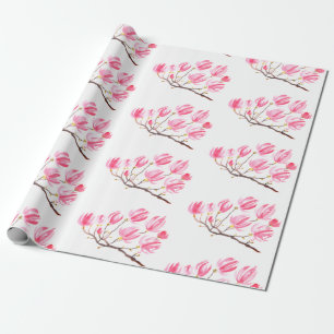 Rosa Magnolia blommigt elegant Vintage för vattenf Presentpapper