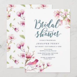 Rosa Magnolia Blommigt Inbjudningskort för möhippa