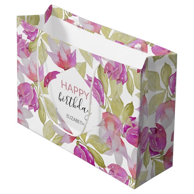 Rosa Magnolia Blommigt Watercolor Art (Framsidan Vinklad)