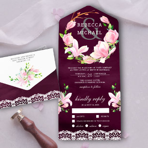 Rosa Magnolia Blommkrans Plommon Lila Bröllop