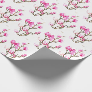Rosa Magnolia blomster vattenfärg elegant Vintage Presentpapper