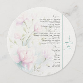 Rosa Magnolia Bröllop Circle Menu Meny