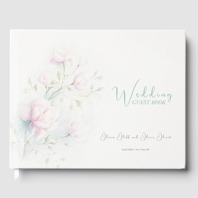 Rosa Magnolia Bröllop Gästböcker (Framsida)