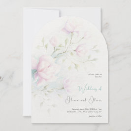 Rosa Magnolia Bröllop Inbjudningar