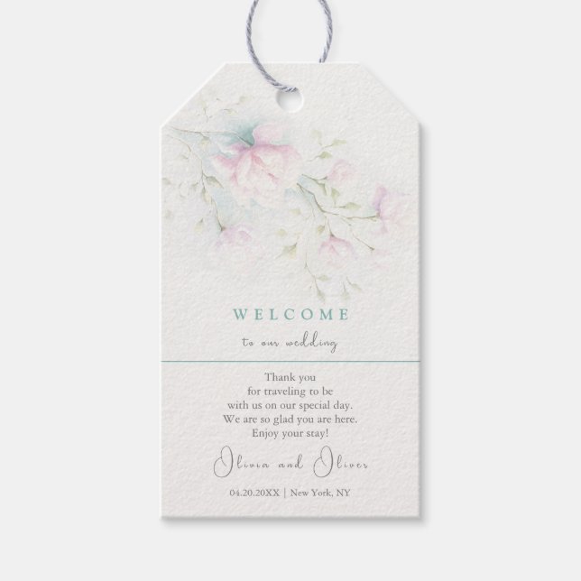 Rosa Magnolia Bröllop Välkommen Presentetikett (Framsidan)