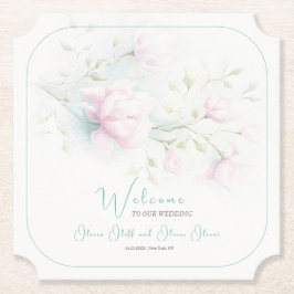 Rosa Magnolia Bröllop Välkommen Underlägg Papper