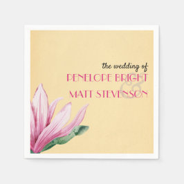 Rosa Magnolia Flower Antique Monogram bröllop Pappersservett