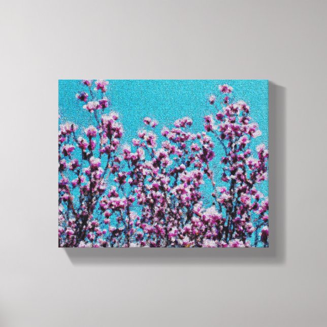 Rosa Magnolia Flower Blommar Blommigt Art. Canvastryck (Framsida)