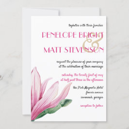 Rosa Magnolia Flower i blomman Bröllop Inbjudningar