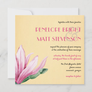 Rosa Magnolia Flower Papper motvikt BRÖLLOP Inbjudningar