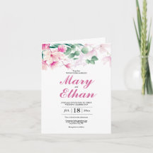 Rosa Magnolia Flowers Bröllop Naturinbjudan