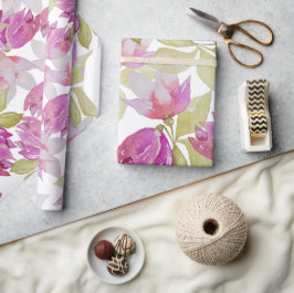 Rosa Magnolia Flowers Watercolor Art Presentpapper