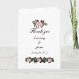 Rosa Magnolia Greenery Blommigt Bröllop Tack Kort