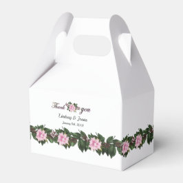 Rosa Magnolia Greenery Blommigt Wedor Favor Box Presentaskar