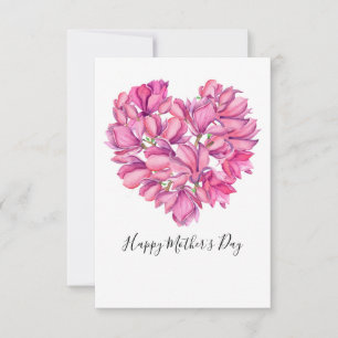 Rosa Magnolia Heart Mors dag-platta kort