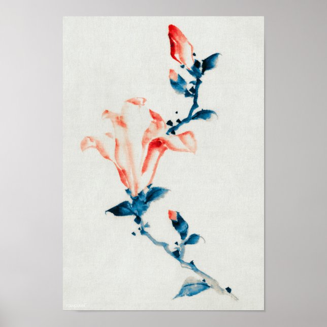 Rosa Magnolia, Hokusai, Ukiyo-e Poster (Framsidan)