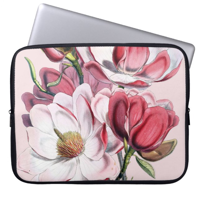 Rosa Magnolia Laptop Sleeve (Framsidan)