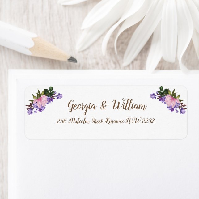 Rosa Magnolia Lavender-Blommigtens returadressetik Returadress Etikett (Insitu)