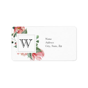 Rosa Magnolia med Monogram Bröllop Adress Adressetikett