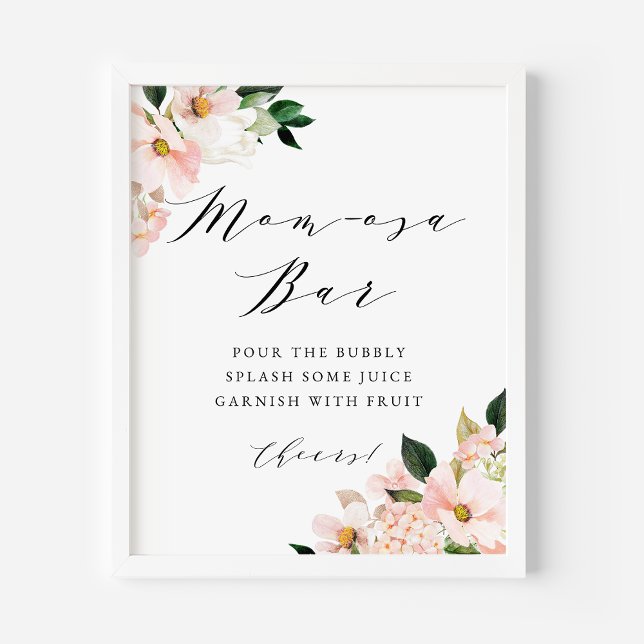 Rosa Magnolia och Hydrangea Baby Shower Momosa Pub Poster (Skapare uppladdad)