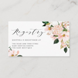 Rosa Magnolia och Hydrangea Baby Shower Registry Tilläggskort
