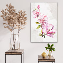 Rosa Magnolia Sträckt Canvas Väggkonst