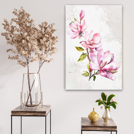 Rosa Magnolia Sträckt Canvas Väggkonst