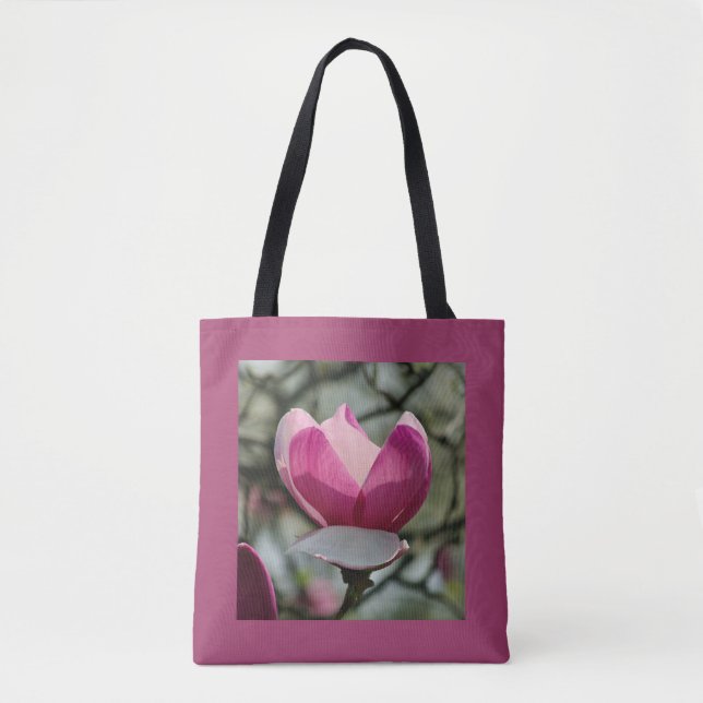 Rosa Magnolia Tote Bag Tygkasse (Framsida)