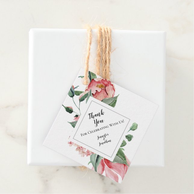 Rosa Magnolia Traditional Blommigt Bröllop Tack Gåvor Etiketter (På plats)