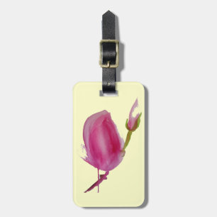 Rosa Magnolia vattenfärglasart Bagagebricka