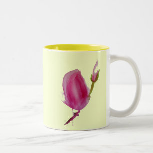 Rosa Magnolia vattenfärglasart Två-Tonad Mugg