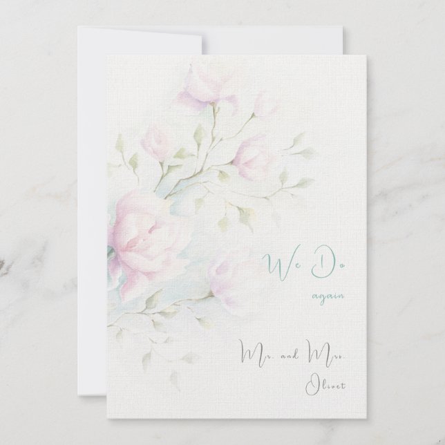 Rosa Magnolia Vow Förnyelse 10 år Inbjudningar (Framsida)