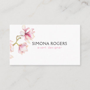 Rosa Magnolia Watercolor Visitkort
