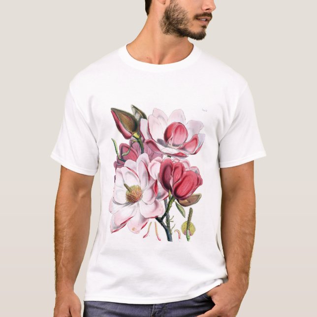 Rosa Magnoliablommor T-shirt (Framsida)