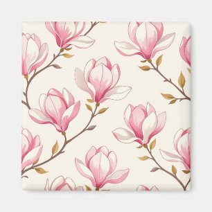 Rosa Magnoliablomster Mönster Magnet