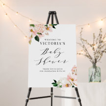 Rosa Magnolias Blommigt Baby Shower Välkommen