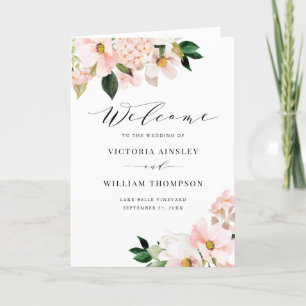 Rosa Magnolias & Hydrangeas Bröllop Booklet Program
