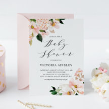 Rosa Magnolias och Hydrangeas Baby Shower