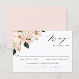 Rosa Magnolias och Hydrangeas Bröllop OSA Kort