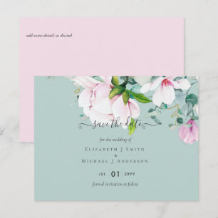 Rosa Magnolias Sage Eucalyptus Bröllop Spara Data Vykort