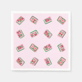 Rosa Mahjong-blommor kakel Pappersservett