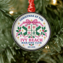Rosa Mahjong-ornament Preppy Club-vapen Namn 2026