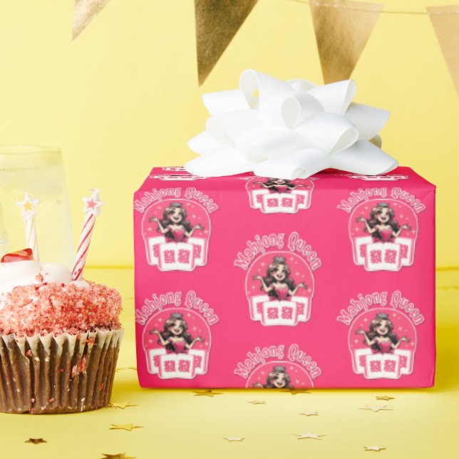 Rosa Mahjong Queen Wrapping Papper Presentpapper (Födelsedagsfest)