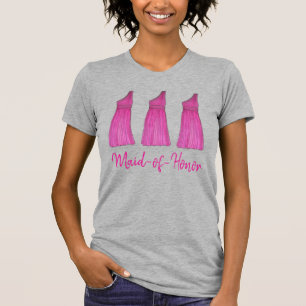 Rosa Maid of honor Brudens sida-klänningar Tee Shirt