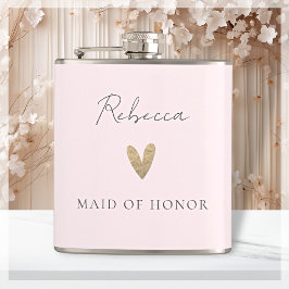 Rosa Maid of honor Guld Heart Modern skrift Fickplunta