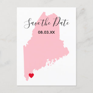 Rosa Maine Rött Hjärta Spara Datum Meddelande Vykort