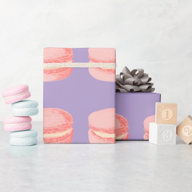Rosa makaroner presentpapper (Baby Shower)
